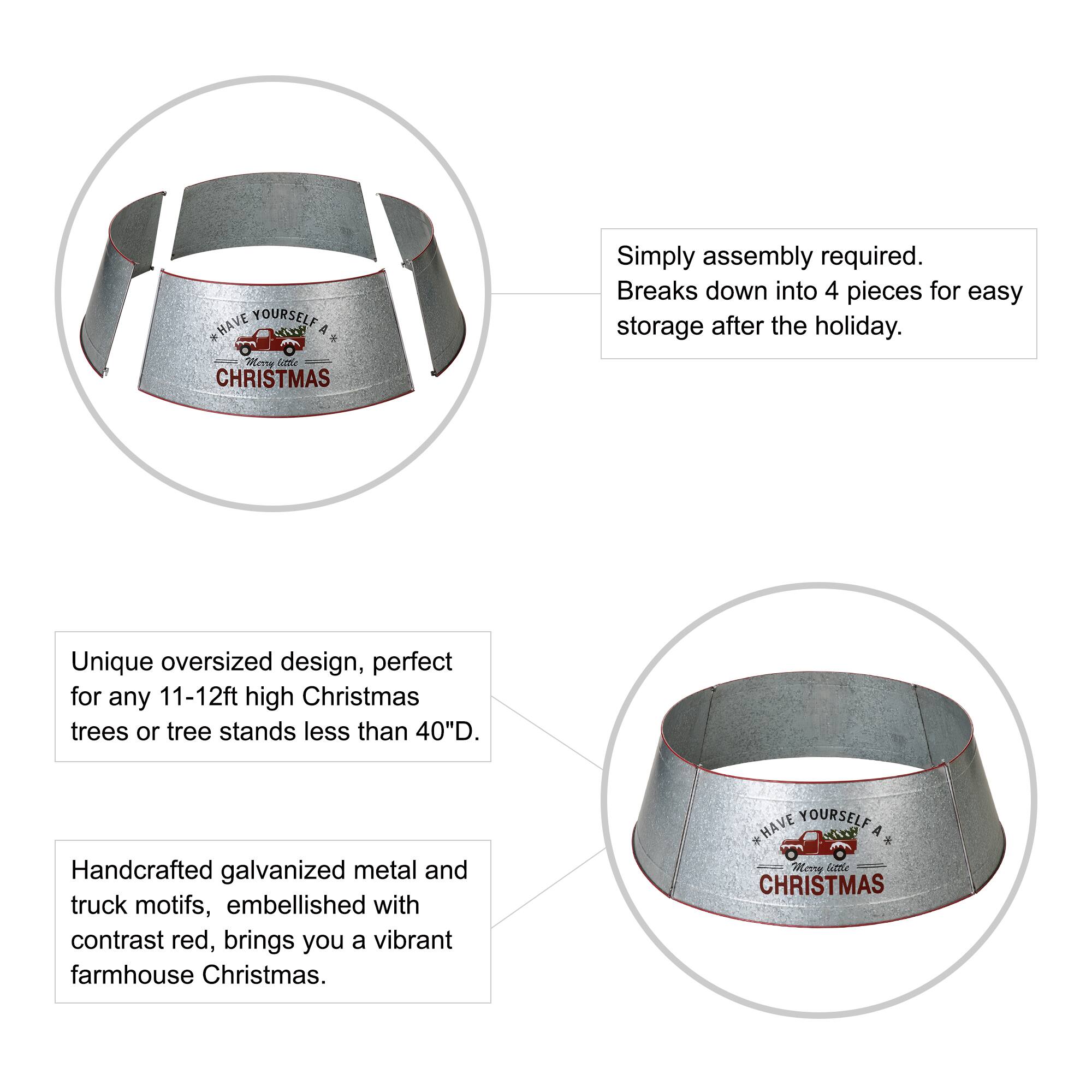 Glitzhome® 40.5" Christmas Galvanized Metal Truck Tree Collar